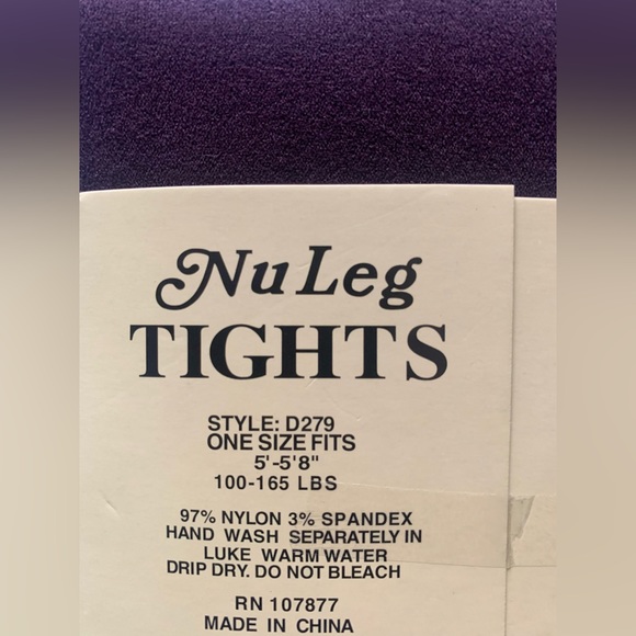 NuLeg Opaque Tights with Spandex. Color: Eggplant (3 pair) - Picture 4 of 4